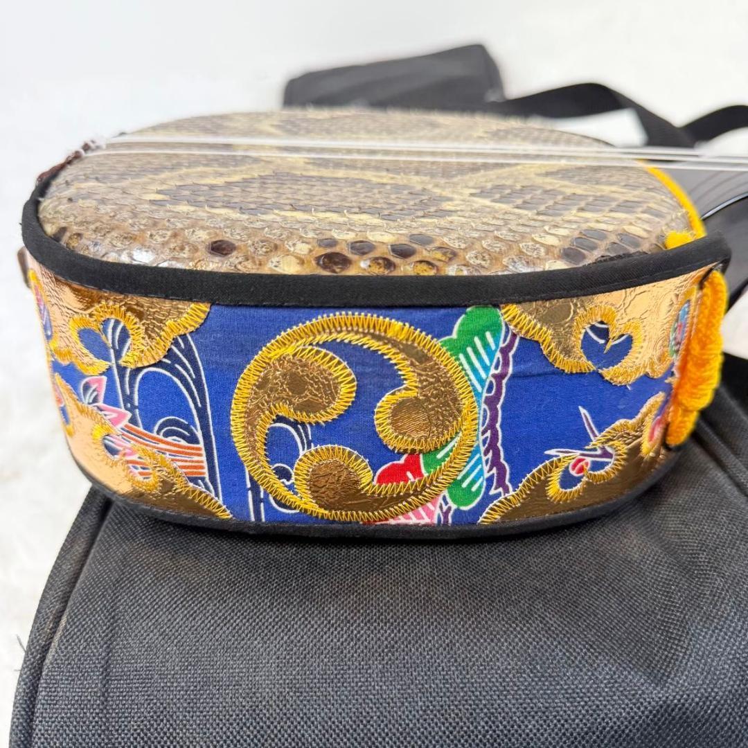 【強化張り】三線 本皮 本革 蛇皮 蛇革 沖縄 三味線 琉球 17-2