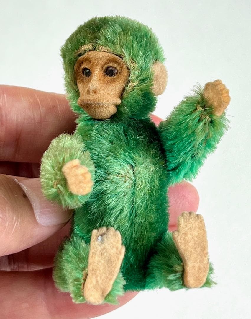 ◆Schuco シュコーアンティーク サル ぬいぐるみ コンパクト グリーン