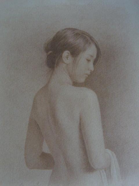 森本草介、【裸婦デッサン】、希少な額装用画集より、美品、新品額装付