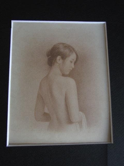 森本草介、【裸婦デッサン】、希少な額装用画集より、美品、新品額装付