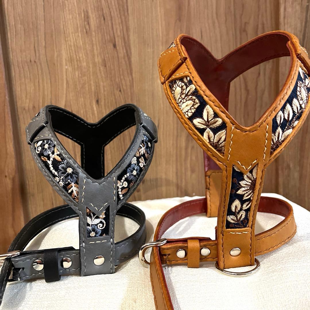 ひとみ　犬の首輪　ハーネス　ハンドメイド