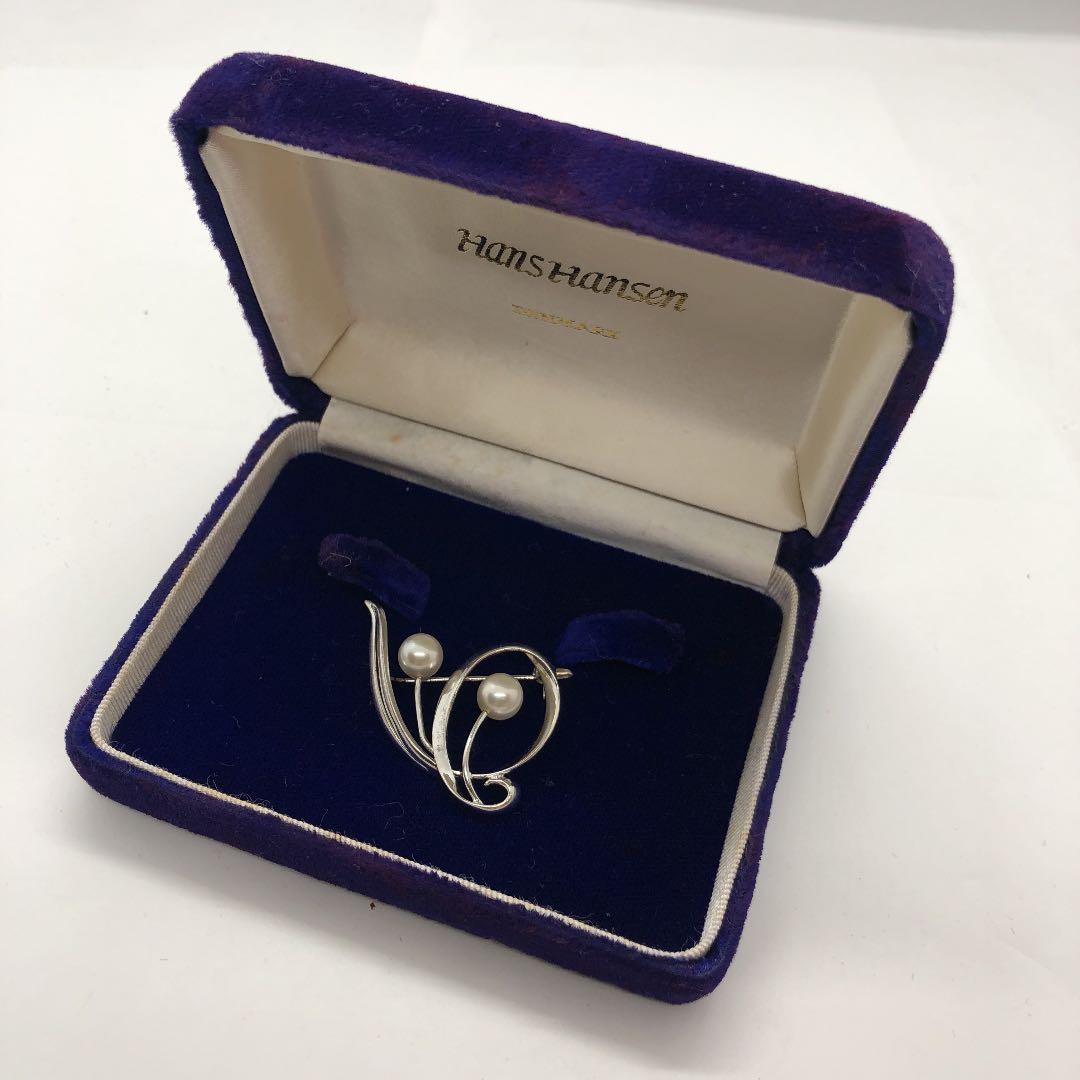 ヴィンテージ ミキモト　真珠　シルバー　925 ブローチ　箱付き