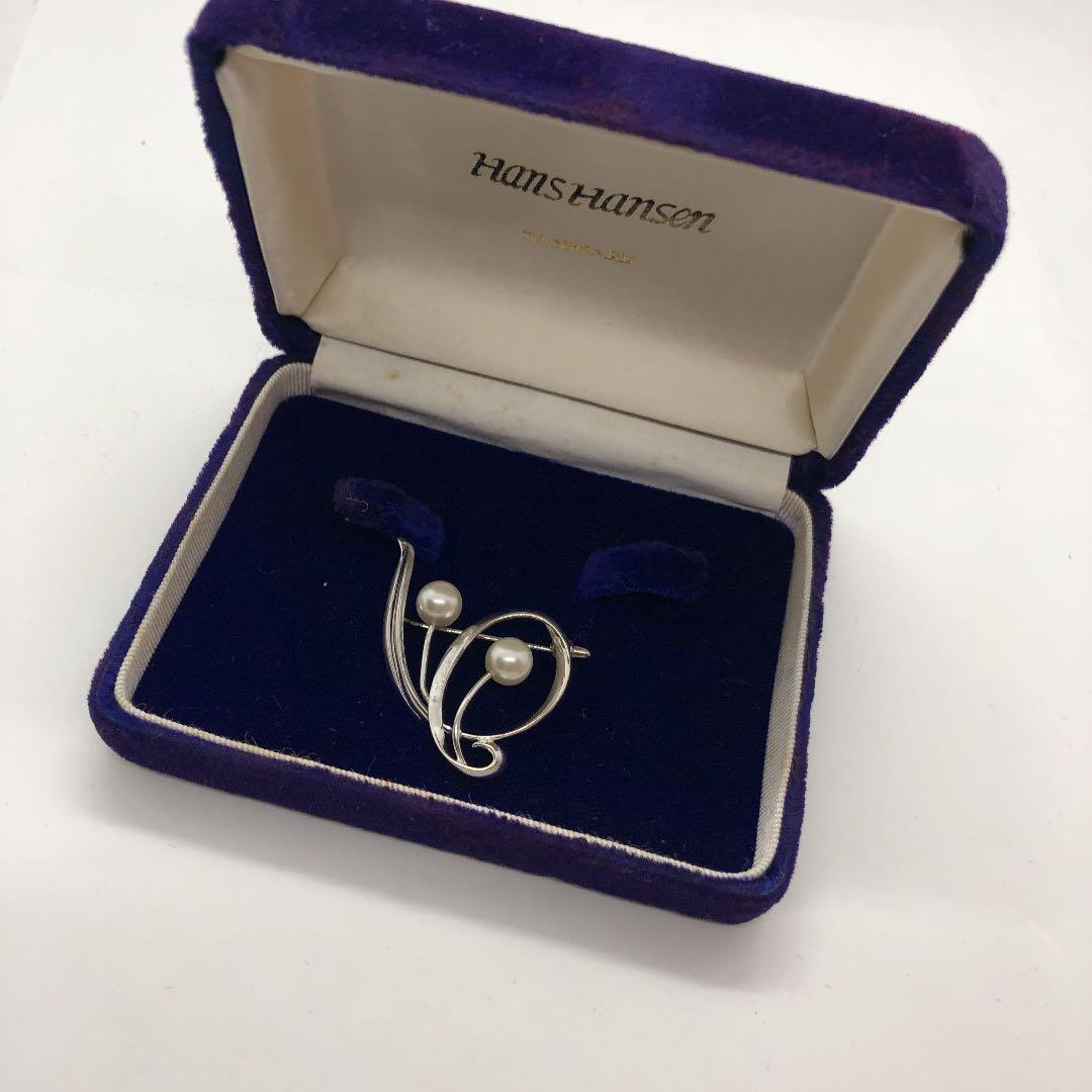 ヴィンテージ ミキモト　真珠　シルバー　925 ブローチ　箱付き