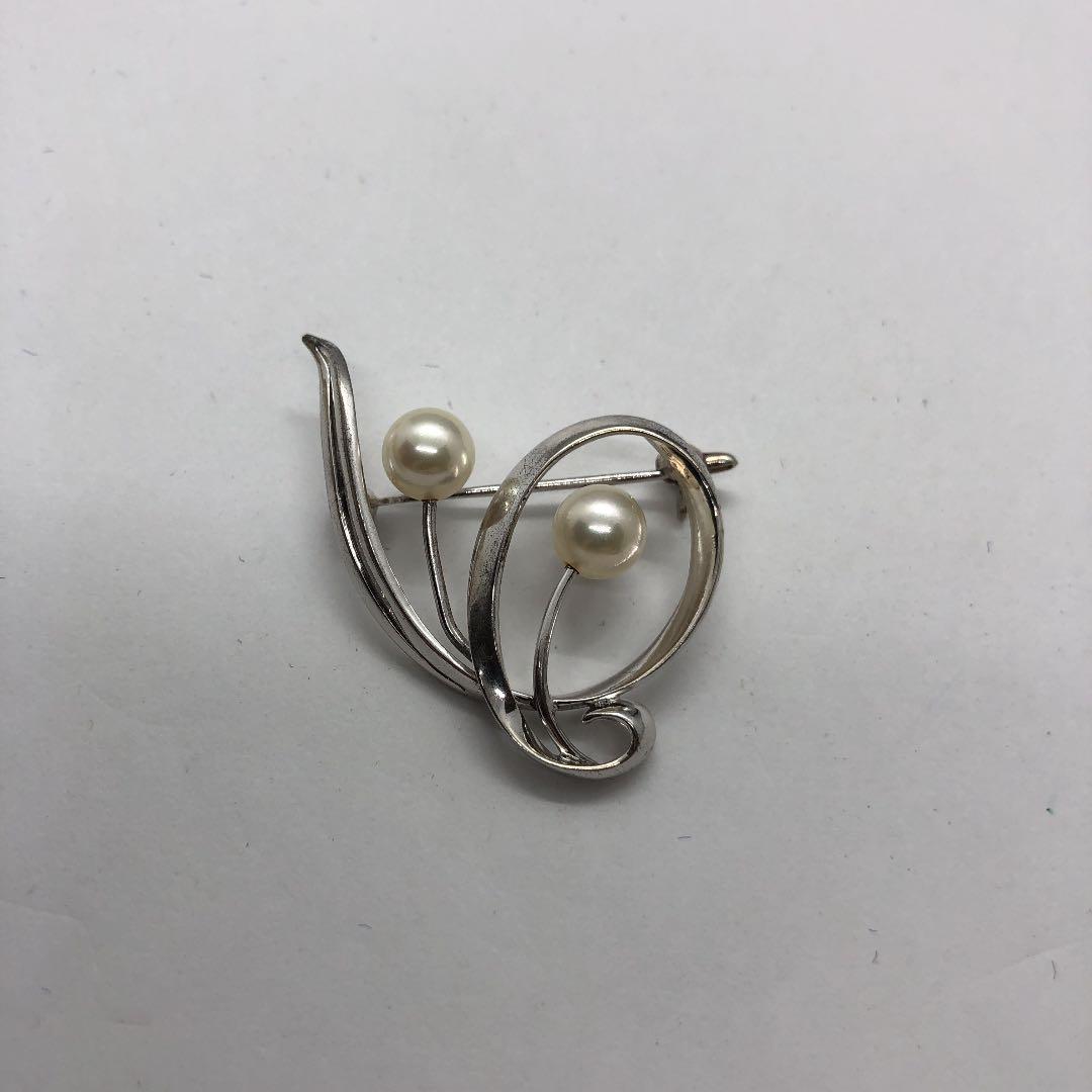ヴィンテージ ミキモト　真珠　シルバー　925 ブローチ　箱付き