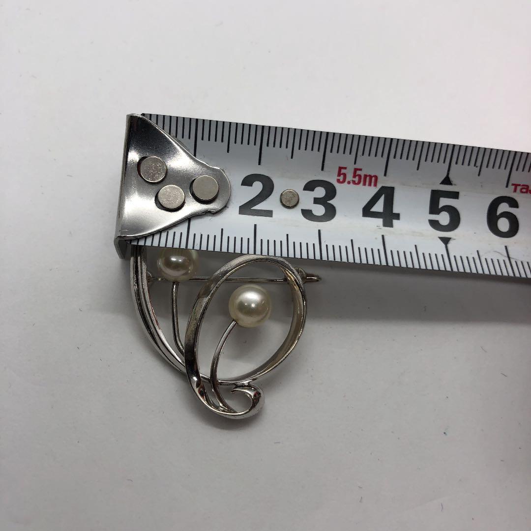ヴィンテージ ミキモト　真珠　シルバー　925 ブローチ　箱付き