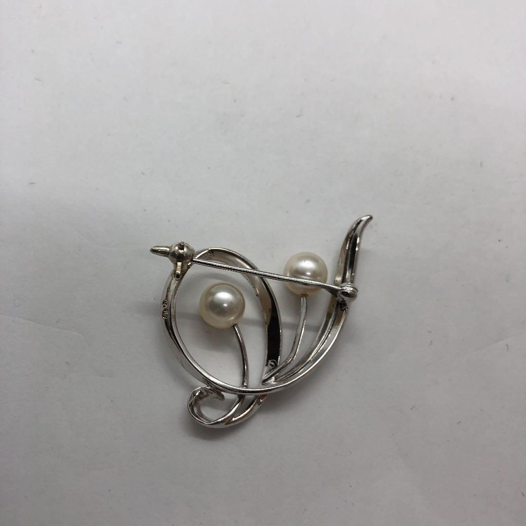 ヴィンテージ ミキモト　真珠　シルバー　925 ブローチ　箱付き