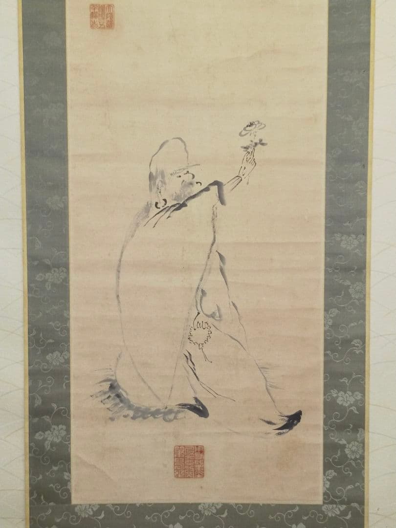 ♥【模写】田能村直入　羅漢図　掛け軸　掛軸　骨董品