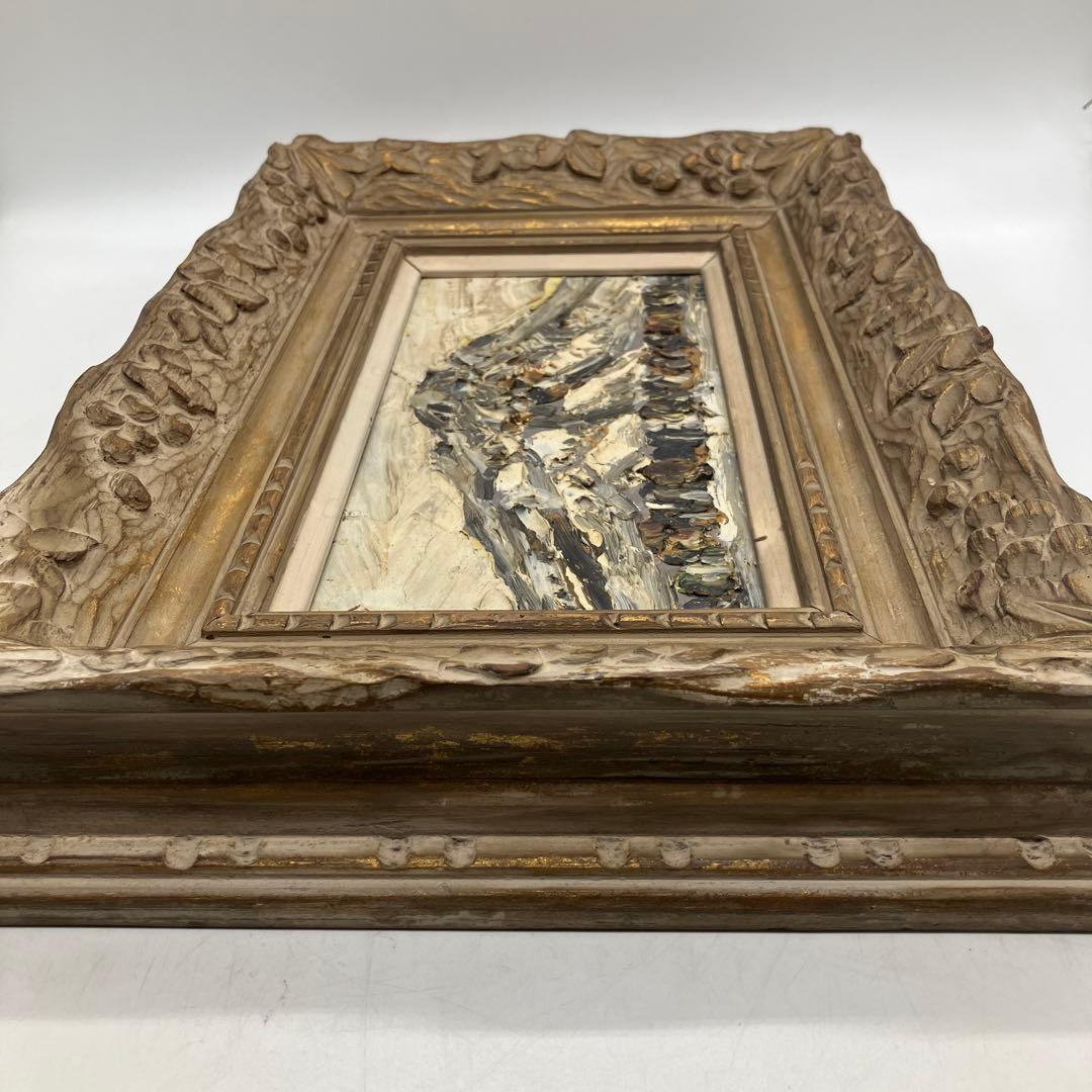 妹尾正雄 油彩 「妙高山」 画寸27×14cm 独立美術協会会員 美術品 絵画