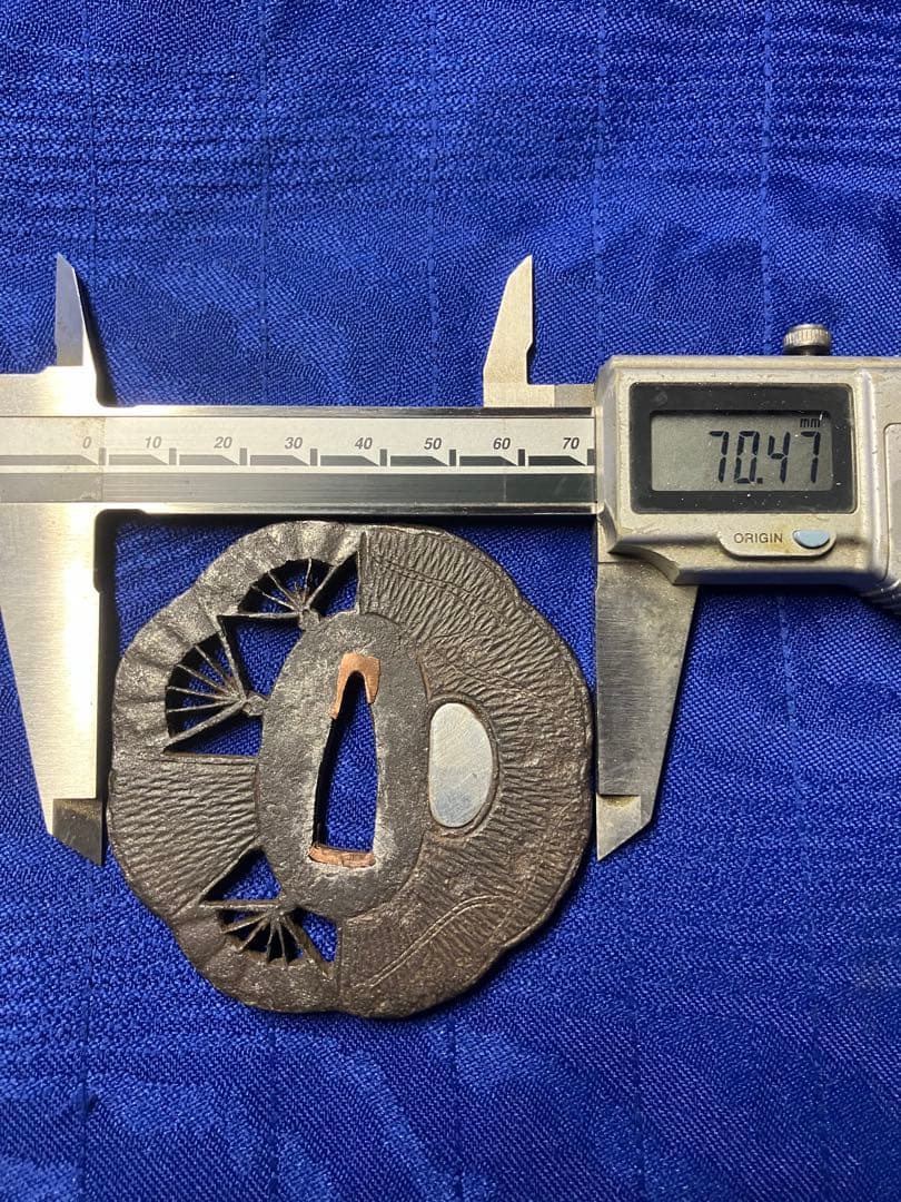 鍔　日本刀　小刀鍔　金銀象嵌　鉄鍔　透かし扇