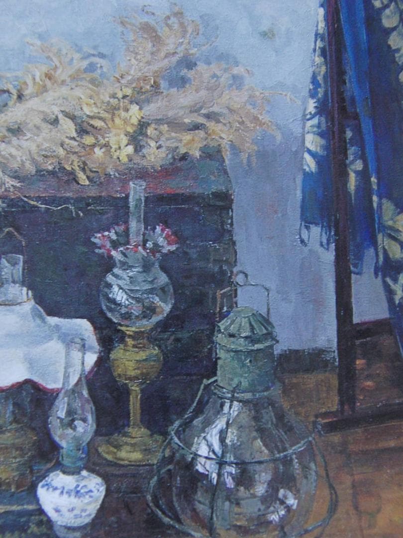 大野昌男、【ランプ】、希少な額装用画集より、新品額装付