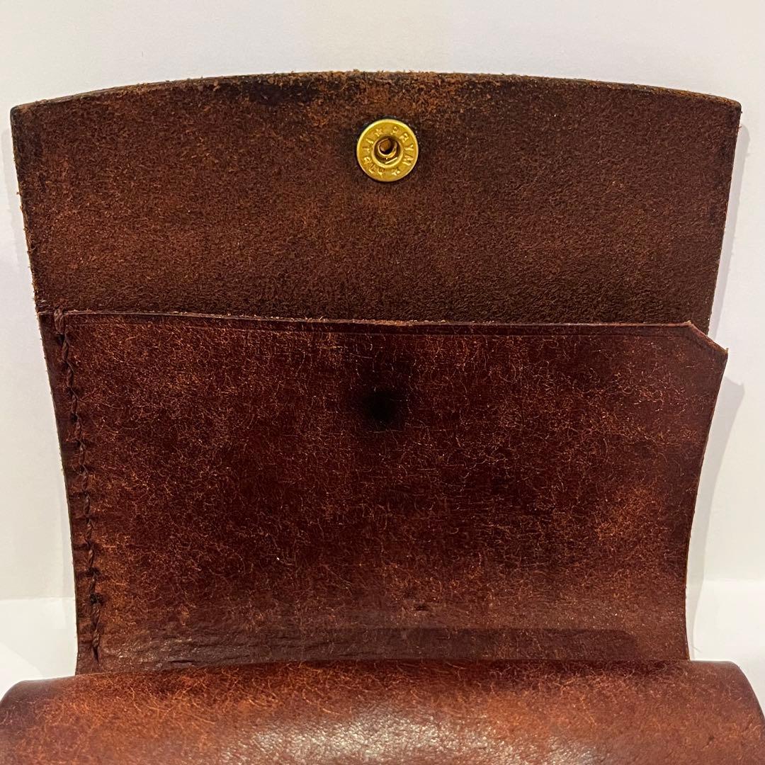 お札が折らずに入る 二つ折り財布 イタリアンレザー ハンドメイド ブラウン