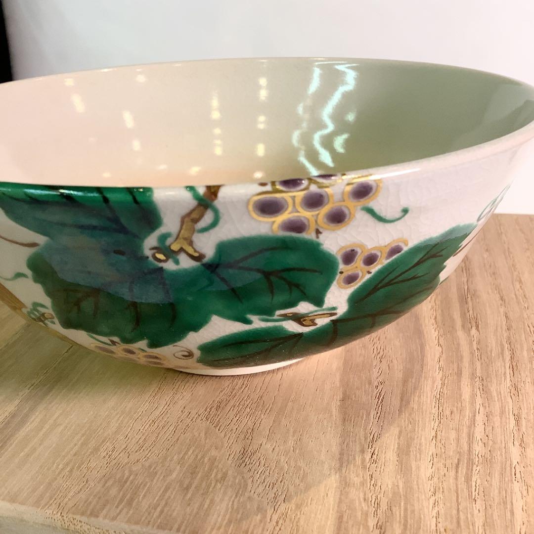 【茶道具】中村秋峰作　仁清写葡萄絵　平茶碗