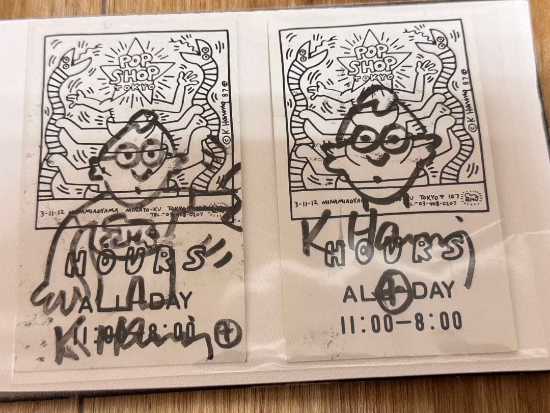 希少キース・カードに墨で ドローイング 2点セット