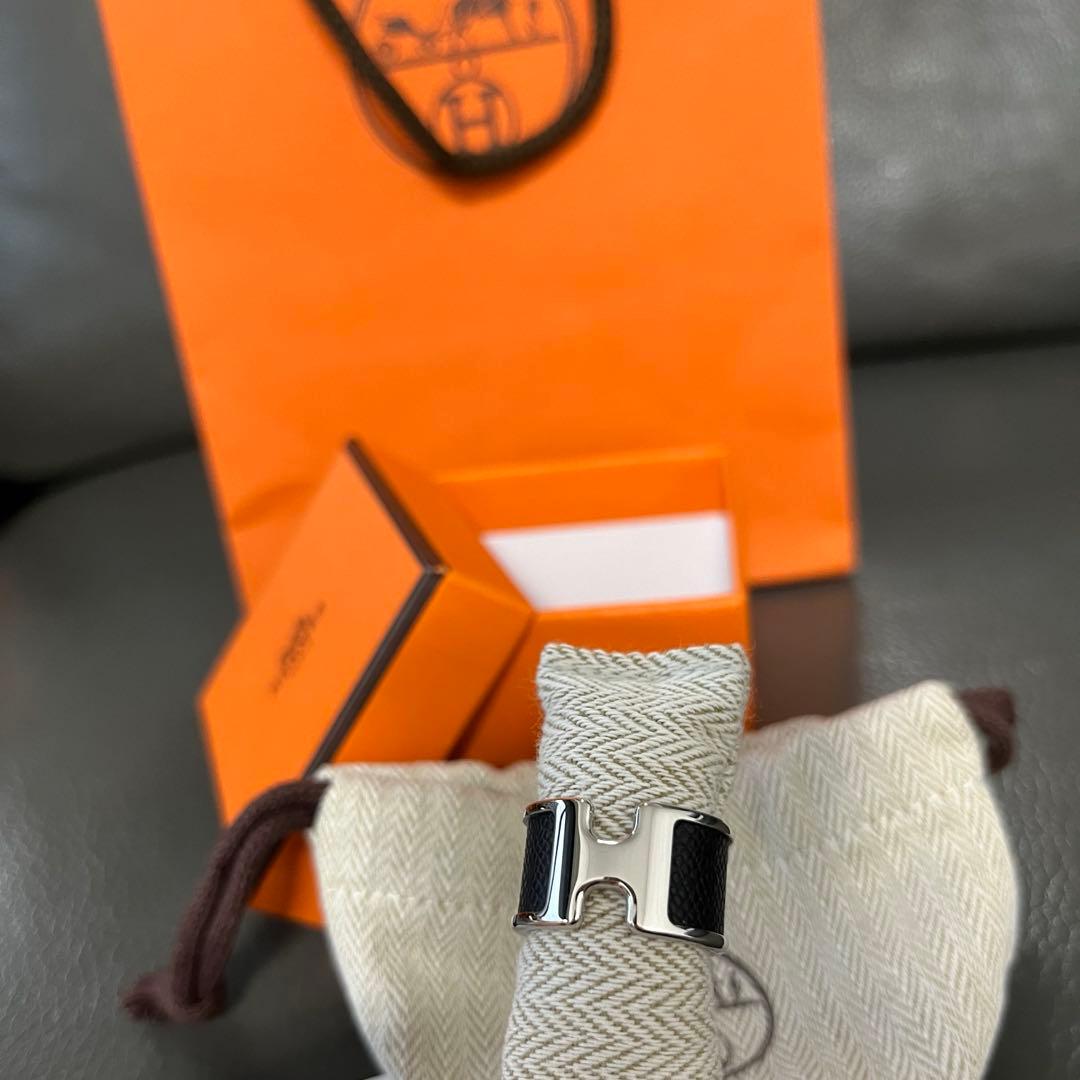 エルメス オランプ リング GM サイズM 黒 シルバー