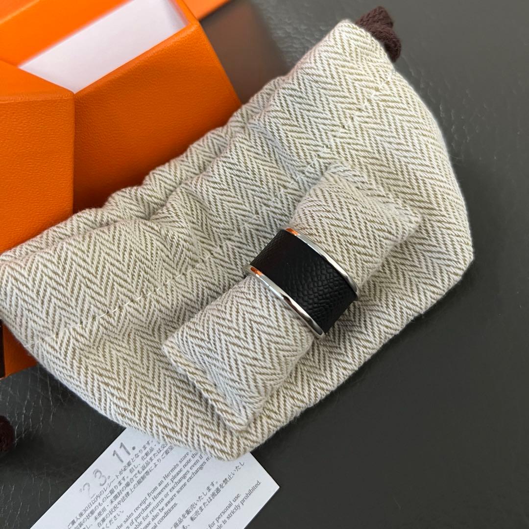 エルメス オランプ リング GM サイズM 黒 シルバー