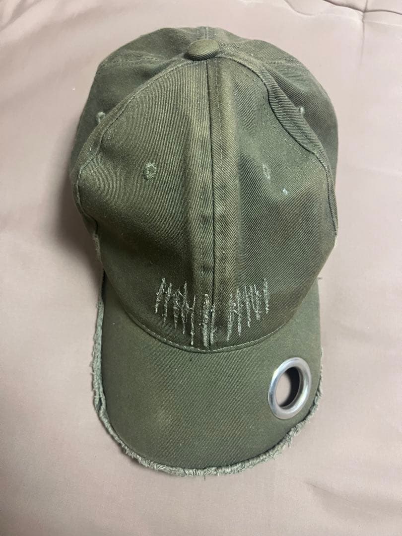 【GRANCY】アイレットデザイン ダメージキャップ　カーキ