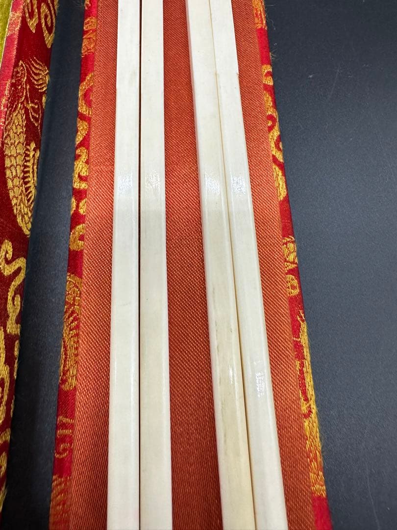 天然材質　牙雕箸　はし　彫刻　中国　骨董　古美術