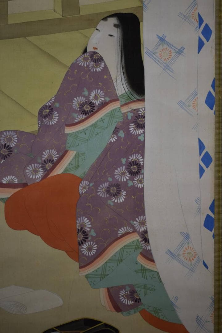 真作/紅園/紫式部図/桐箱二重箱付/布袋屋掛軸HE-757