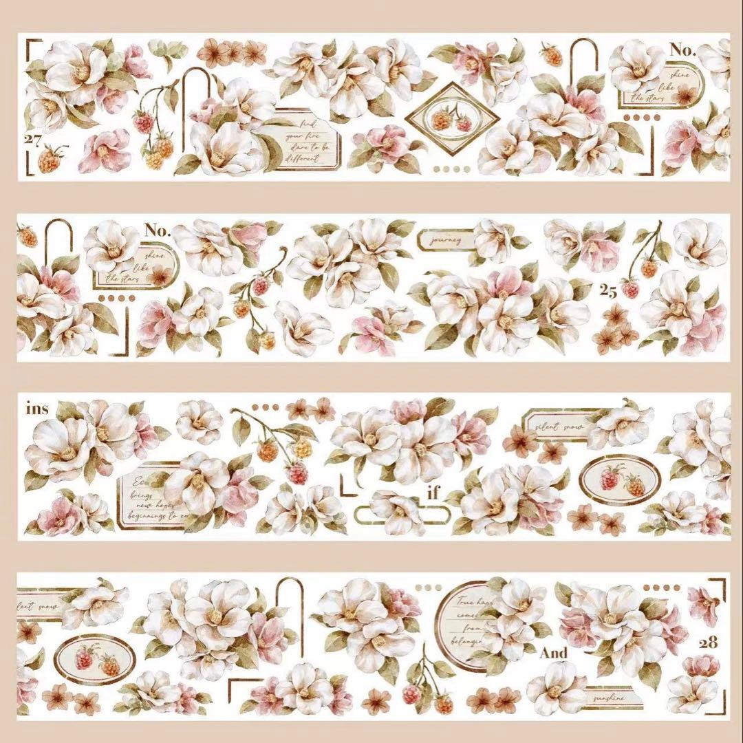 千言手账《山茶莓语》海外マスキングテープ　マステ 【2629】