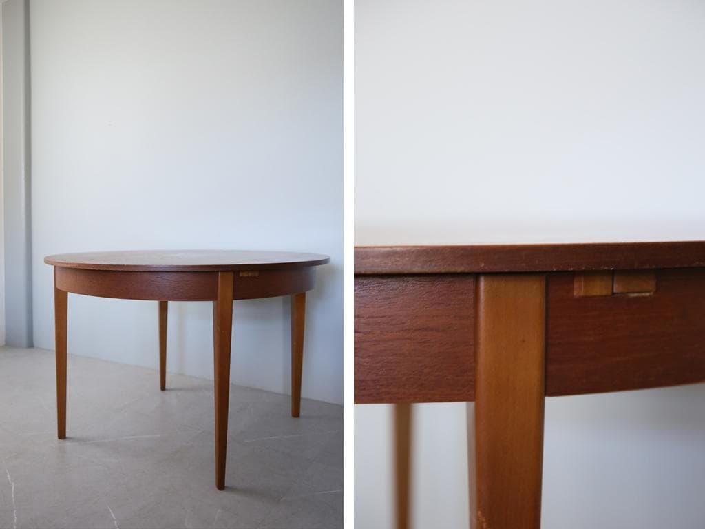 英国アンティーク伸張式ラウンドダイニングテーブル/エクステンション机89-113