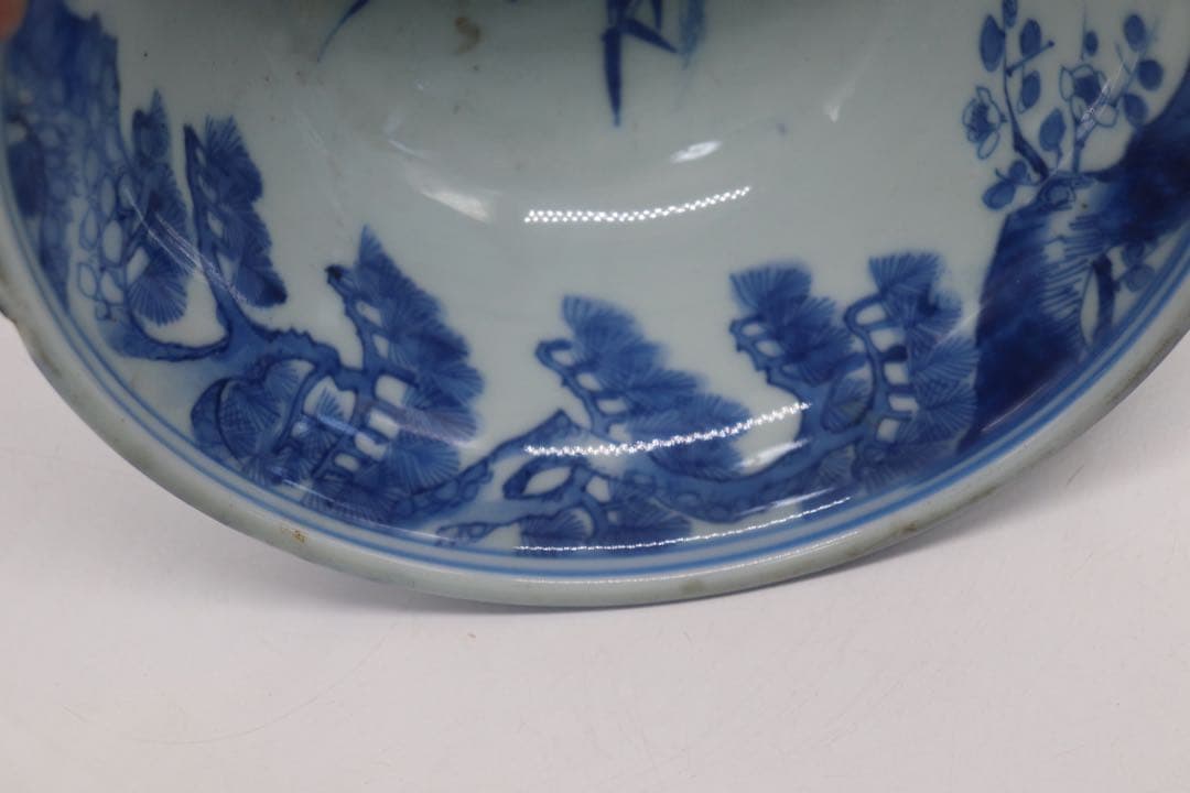 岐No18 中国　清時代　瑠璃釉松竹梅紋高足器　送料込み0503