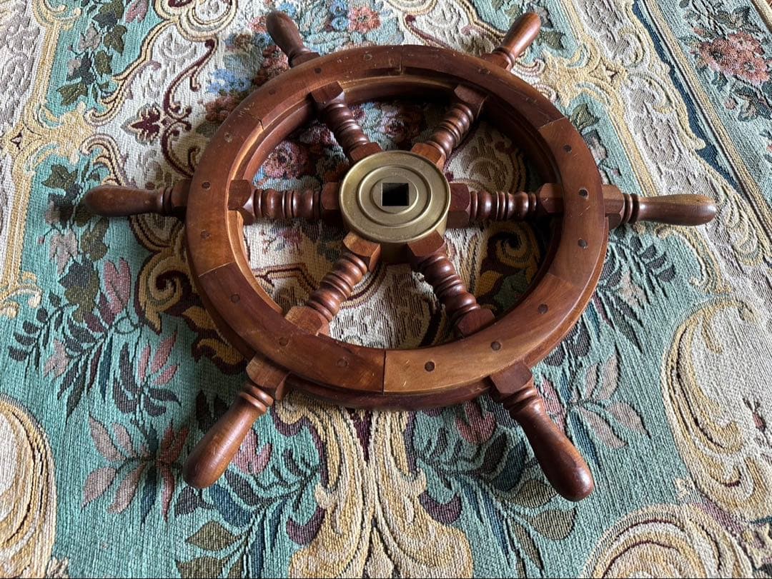 ヴィンテージ木製舵輪（日本郵船）実物使用品.