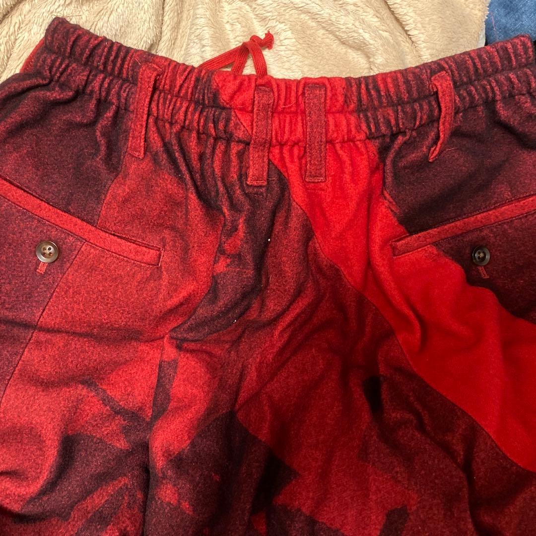 ヨウジヤマモト 18AW LOOK35 赤フラノパンツ