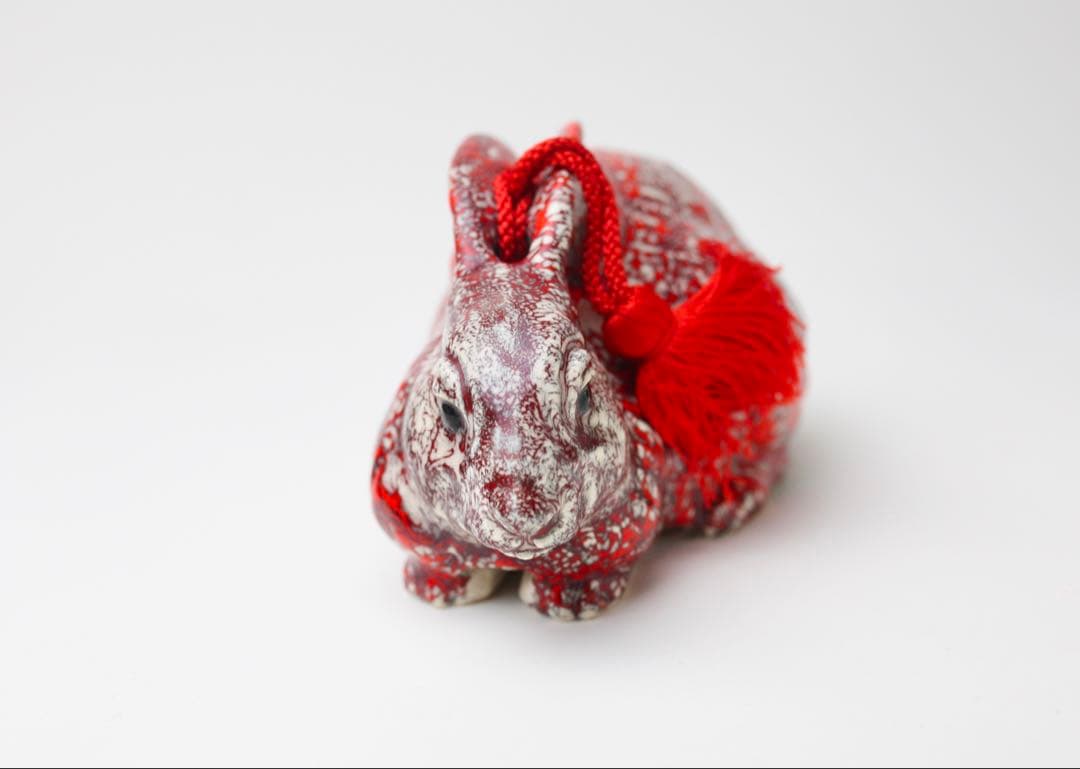 箕面焼　松田箕山　兎　置き物