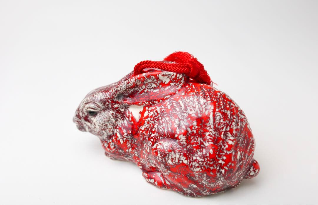 箕面焼　松田箕山　兎　置き物