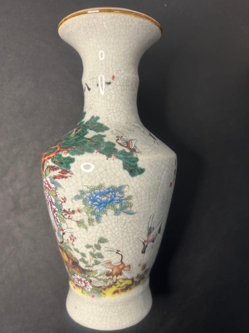 十八鶴花瓶　旧家蔵出し、骨董品、在銘、縁起物、風水、古美術、掘り出し物、セール