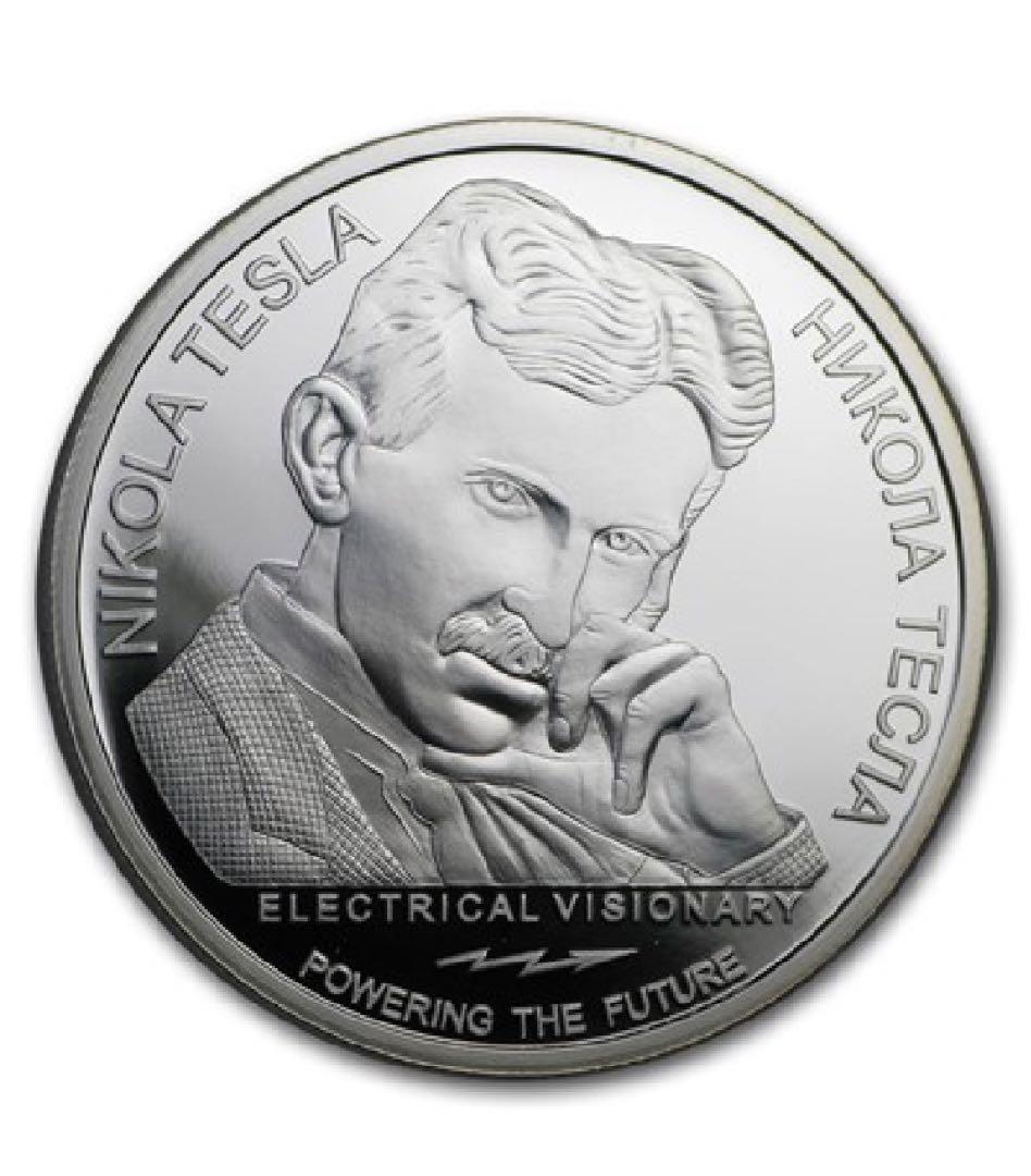 2018 テスラ銀貨 100ディナール　交流器　1オンス　1枚