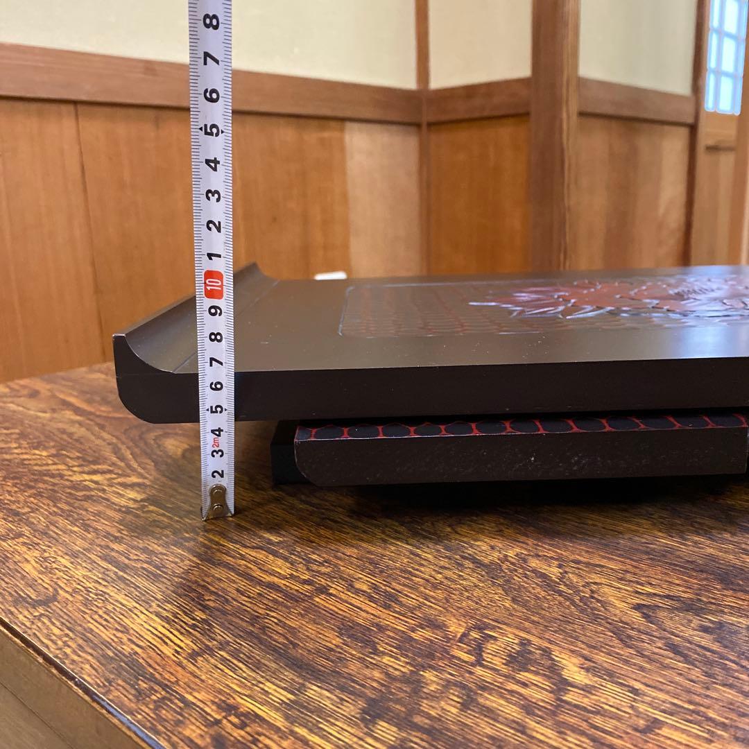 文机　鎌倉彫　花柄　折りたたみ　レトロモダン　昭和レトロ　花台　写経台　伝統工芸