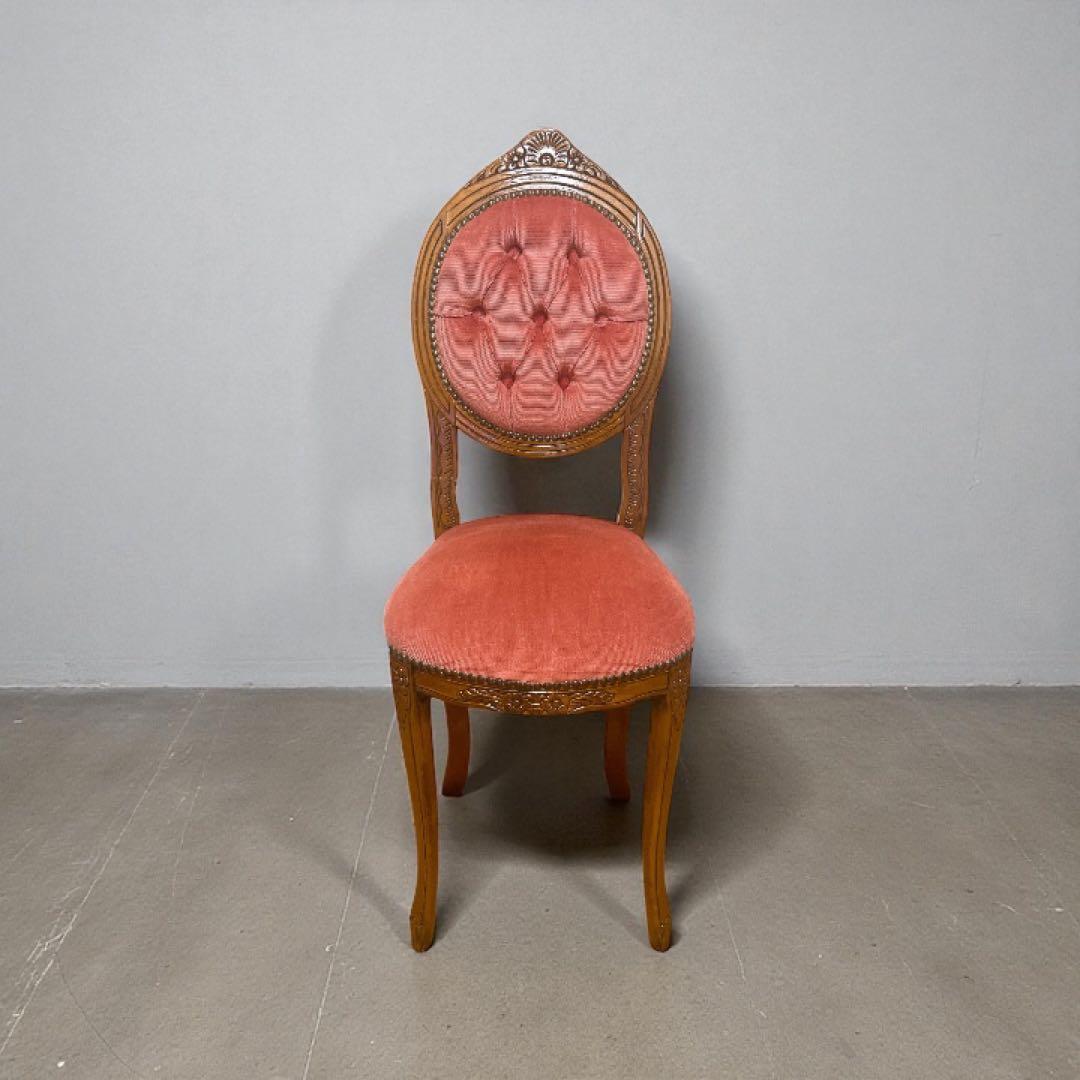 アンティーク調 猫脚チェア ロココ調 彫刻 鋲 椅子 ダイニングチェア