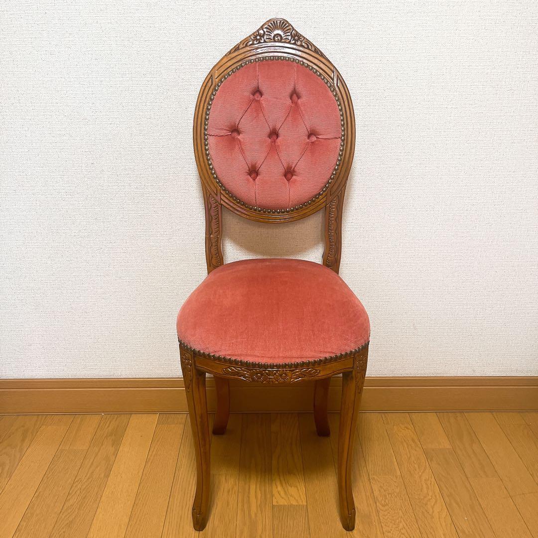 アンティーク調 猫脚チェア ロココ調 彫刻 鋲 椅子 ダイニングチェア