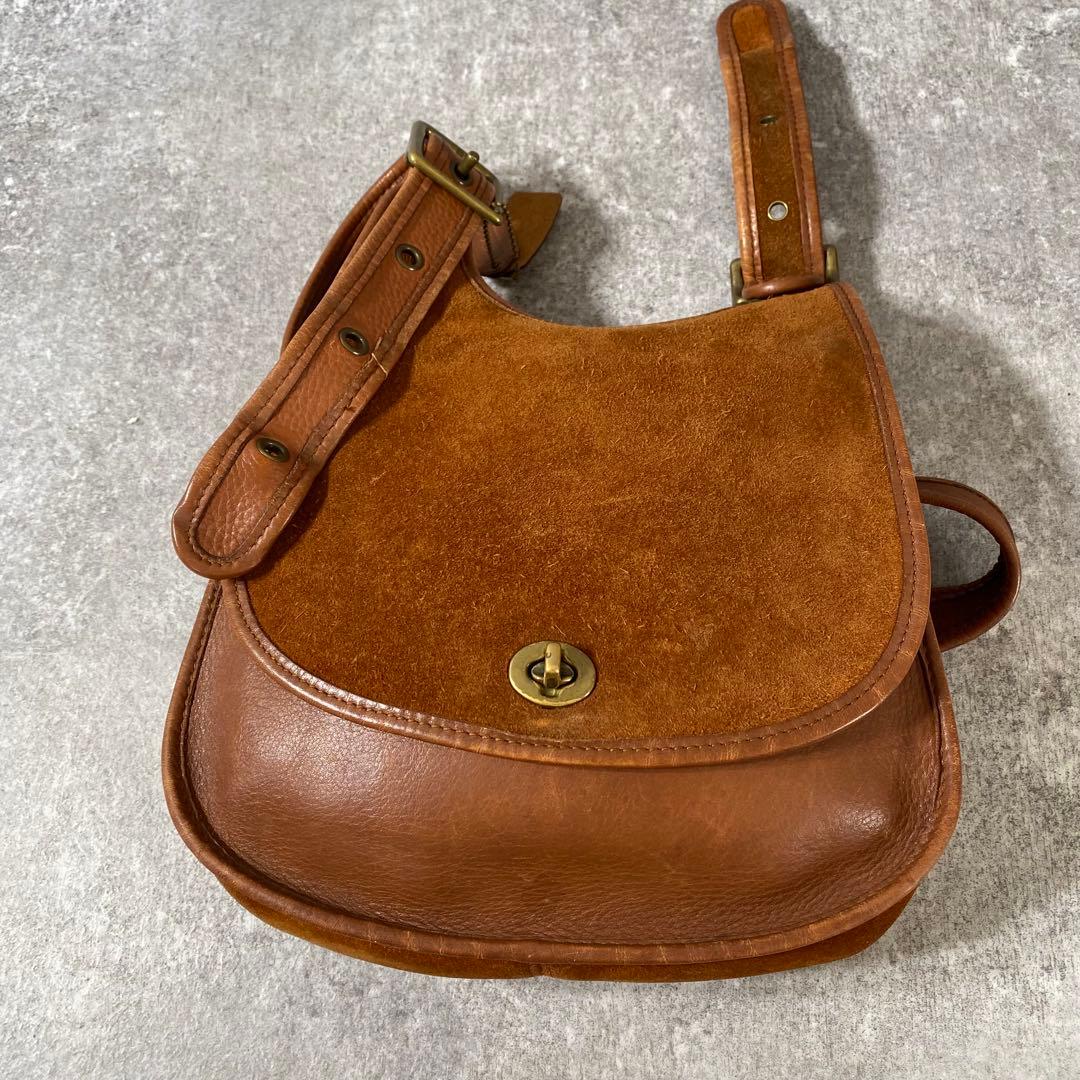 希少　オールドコーチ ショルダーバッグ 9014 ターンロック 茶 ビンテージ