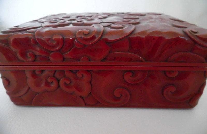 文化遺産★高岡漆器　石井勇介造　花文堆朱勇助塗 小箱 博物館 希少