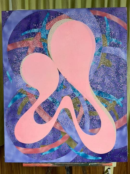 油絵　現代アート　愛　作者あんどうまさひろ　油彩画