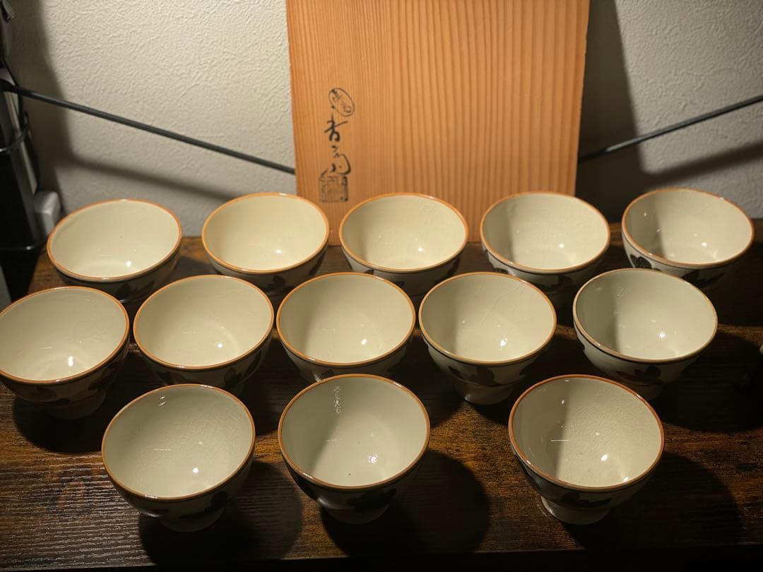 四代 宮川香斎 絵高麗 吸出　茶碗　13客/共箱