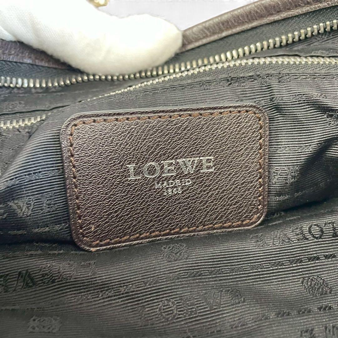 美品　ロエベ　ショルダーバッグ アナグラム　レザー×ナイロン　サコッシュ