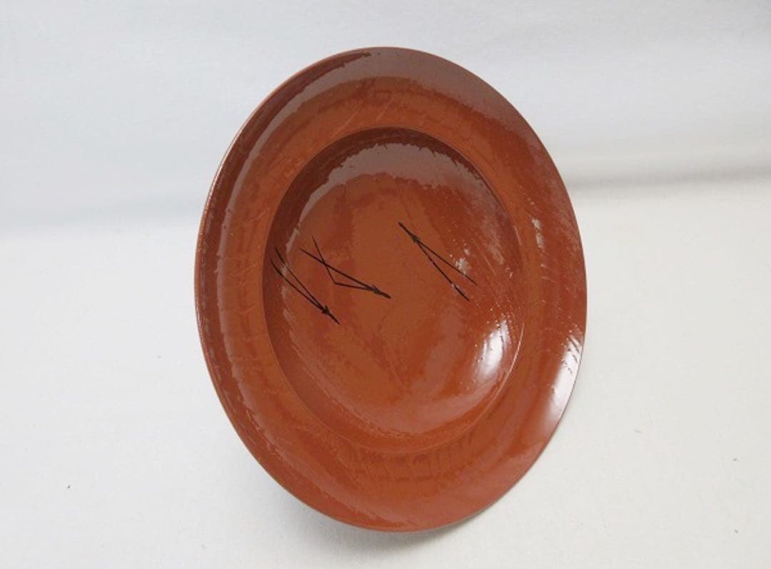 ほぼ未使用 茶道具 漆園作 木製朱塗 松葉蒔絵 高杯 干菓子器 煎茶道具 共箱