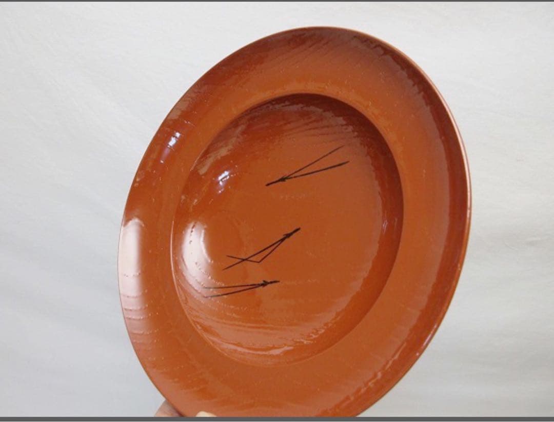 ほぼ未使用 茶道具 漆園作 木製朱塗 松葉蒔絵 高杯 干菓子器 煎茶道具 共箱