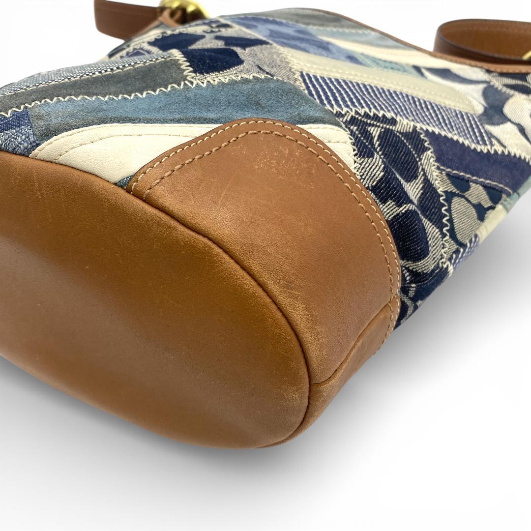 【COACH】デニム×パッチワーク バケツ型ショルダーバッグ