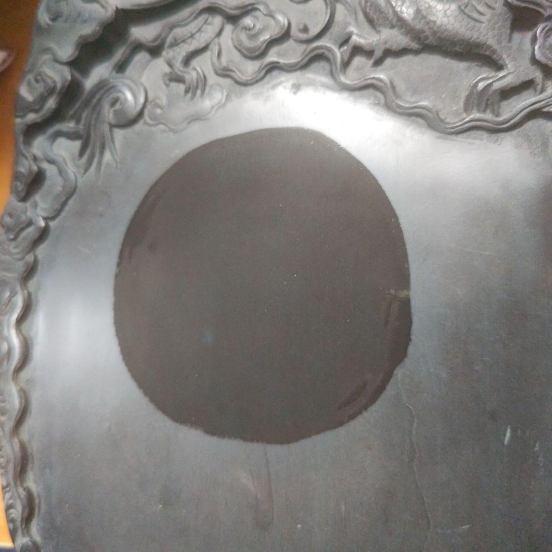 大きな硯 雲龍彫り 台座付き 書道 硯 特大 匿名配送 メルカリ便