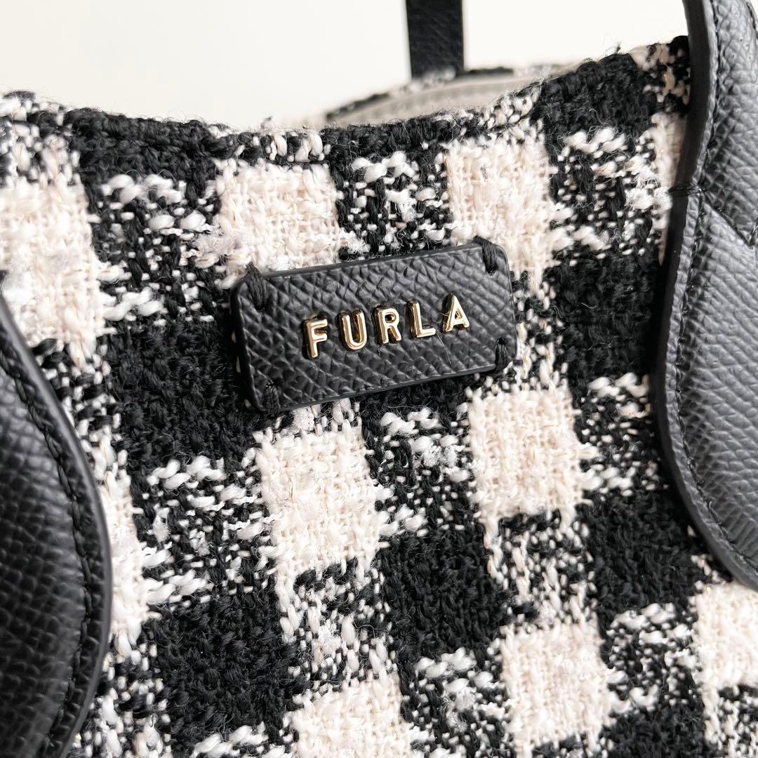 フルラ FURLA ハンドバッグ 2way エラ ツイード ブラック 新品保管