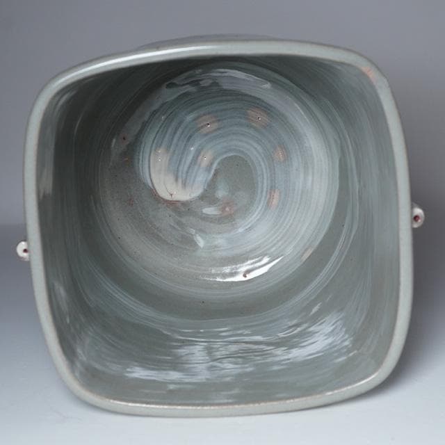 宮川香雲　狂言袴水指　共箱　茶道具　竜谷窯　京焼