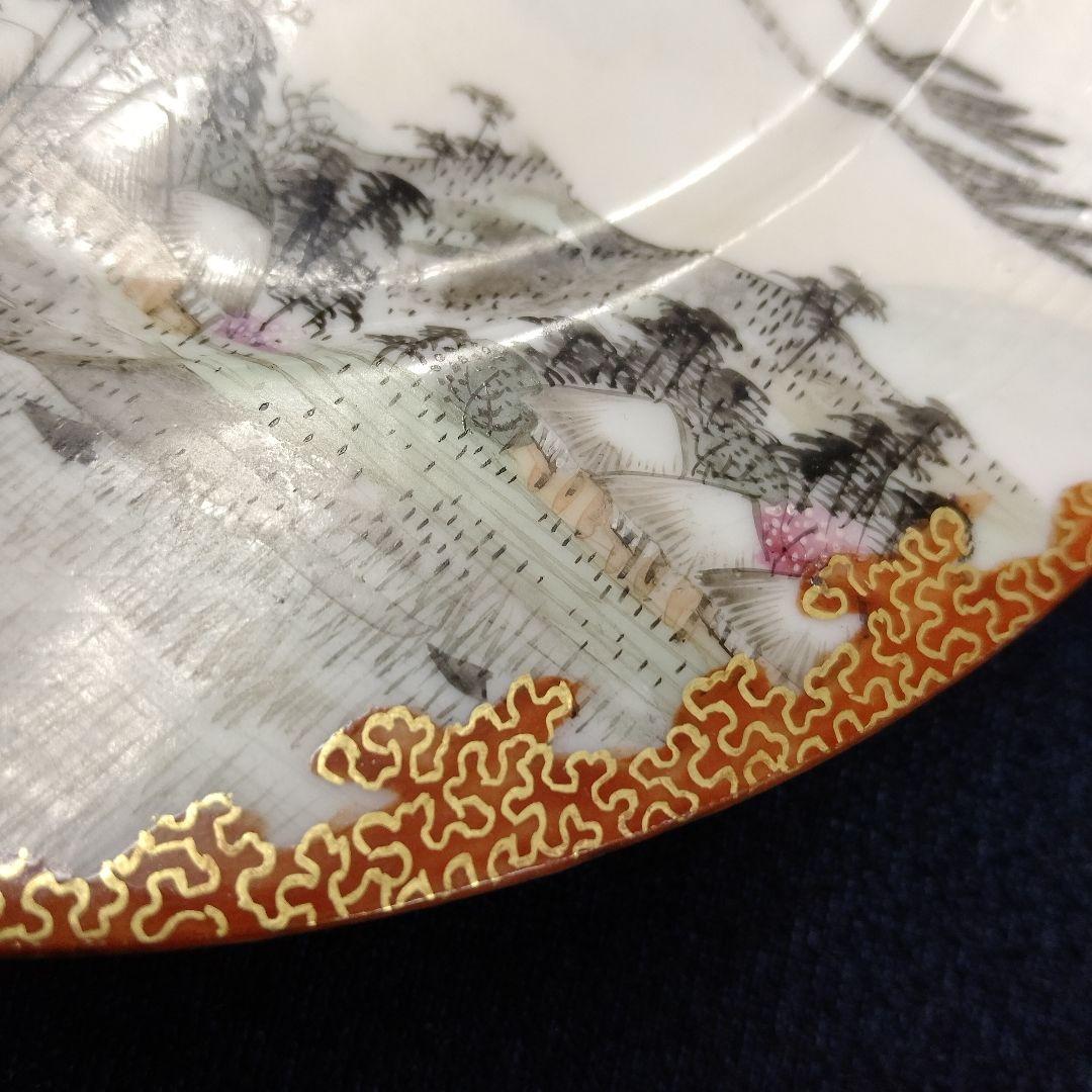 明治時代　横浜焼　高山画　里帰り　鶴　皿