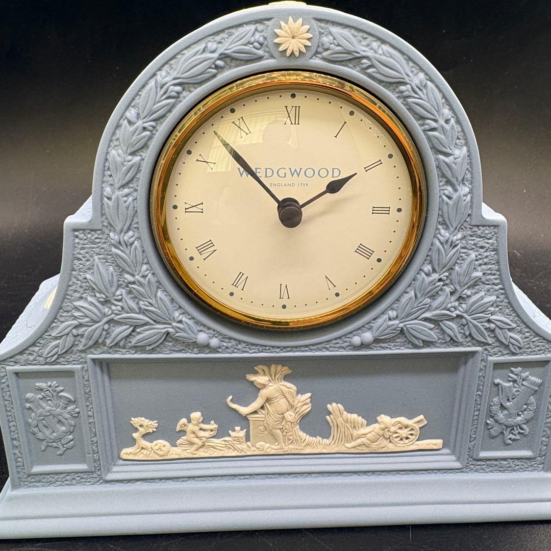 箱付き ウェッジウッド 置時計 　ペールマントルクロック　ブルー　no.177