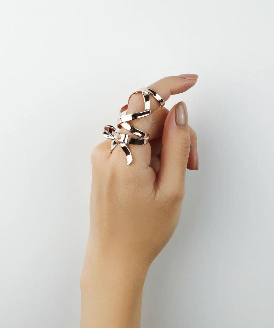 LOVE BY e.m. リボンリング ピンクゴールド 11号 Mサイズ