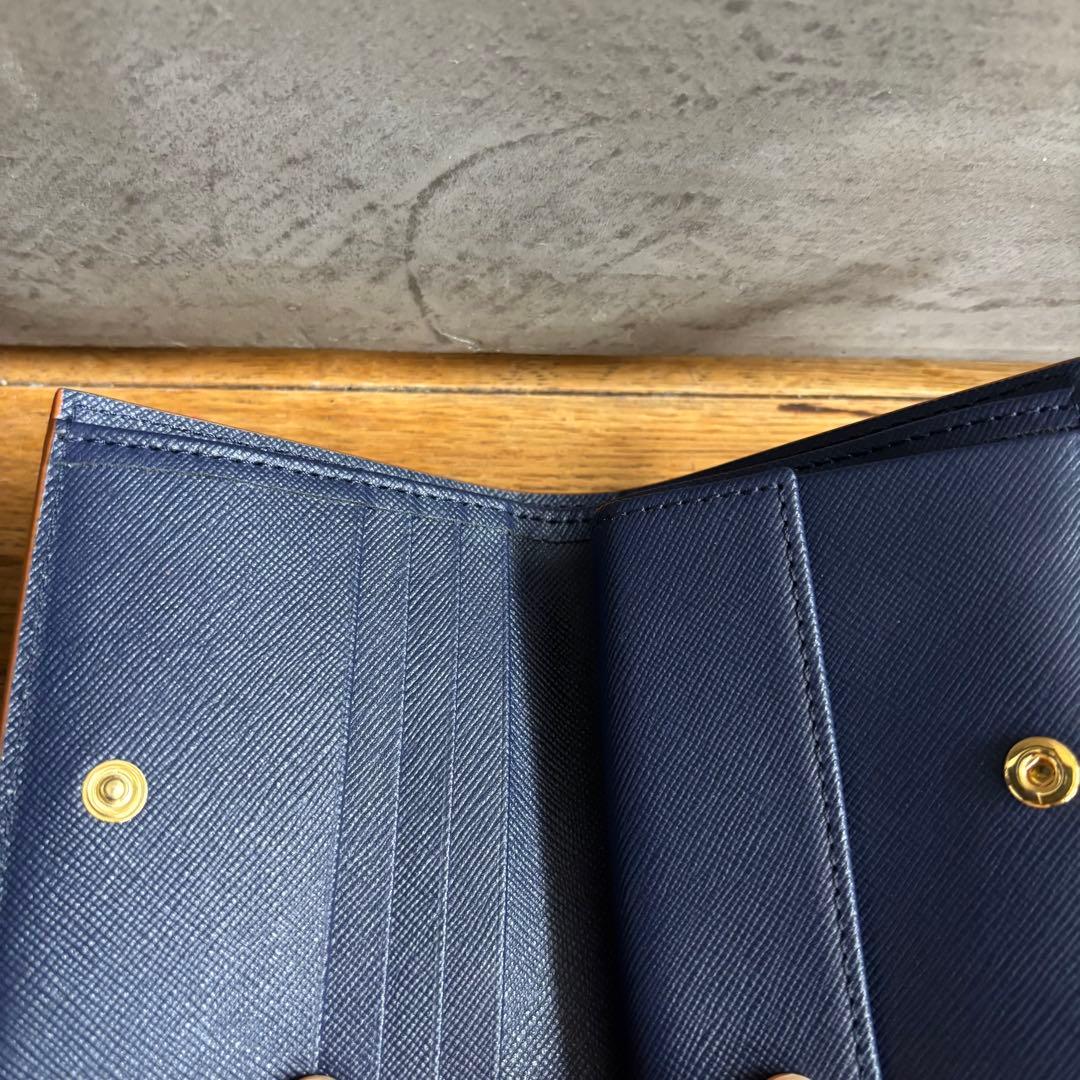 O　MARNI マルニ サフィアーノレザー 二つ折り財布 ネイビー