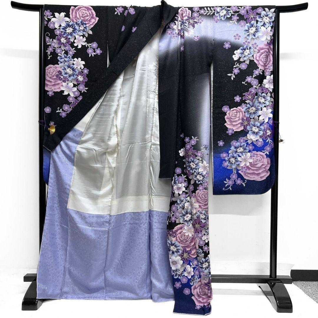 銀通し　刺繍　百合　薔薇模様　振袖　晴れの日　成人式　卒業式　着物　115p